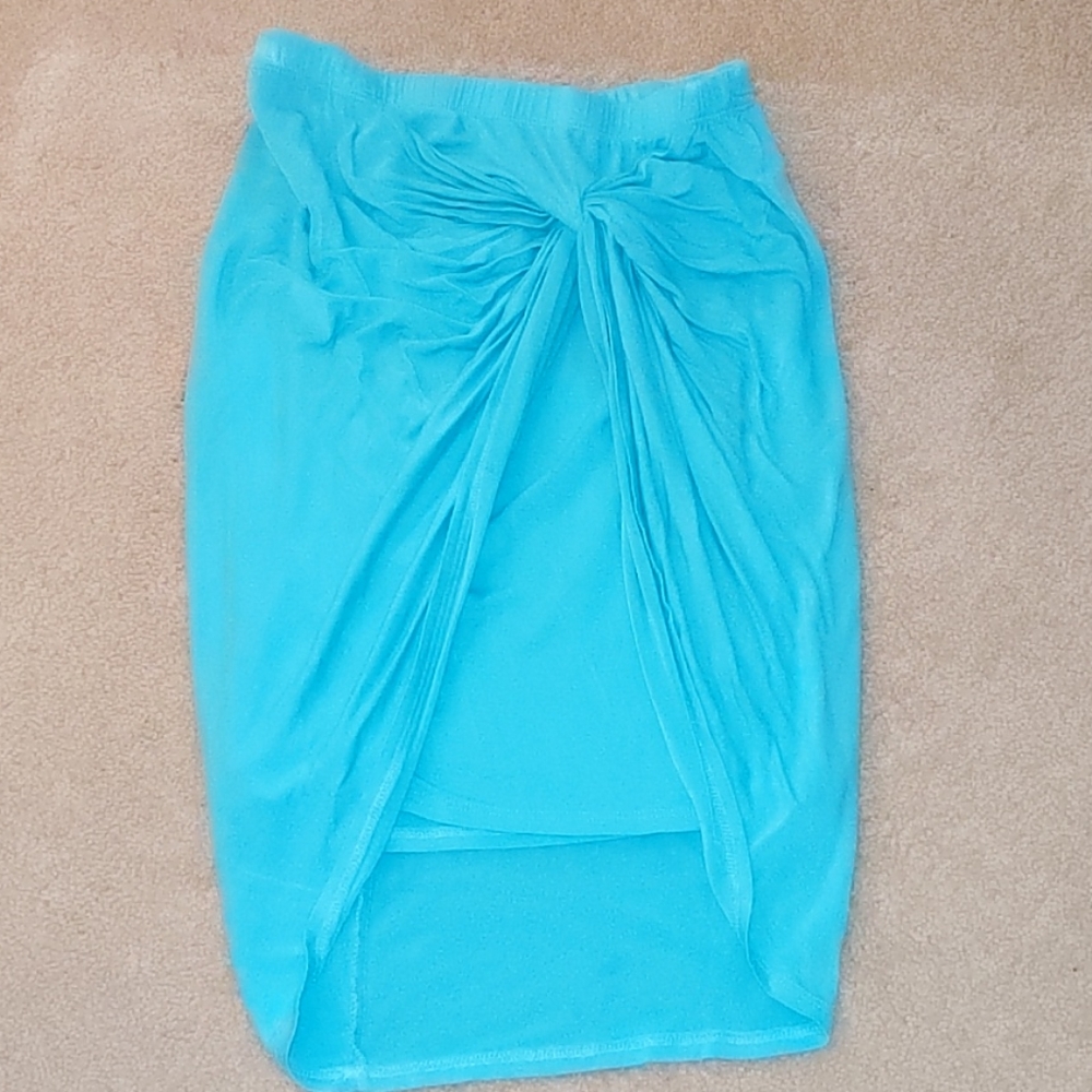 Charlotte Russe Turquoise Rouche Pencil Skirt